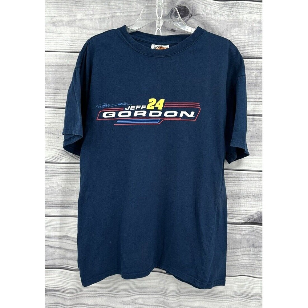 VINTAGE WINNER'S CIRCLE JEFF GORDON NASCAR TEE T‎ SHIRT Size XL NAVY BLUE